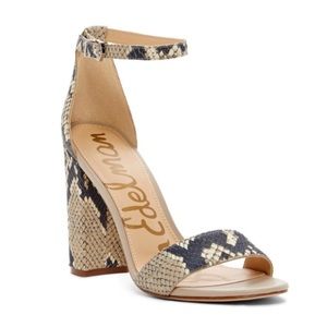 Sam Edelman Yaro Ankle Strap Heels - B&W Leather